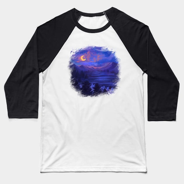 Rabbit under night sky Baseball T-Shirt by KucingKecil